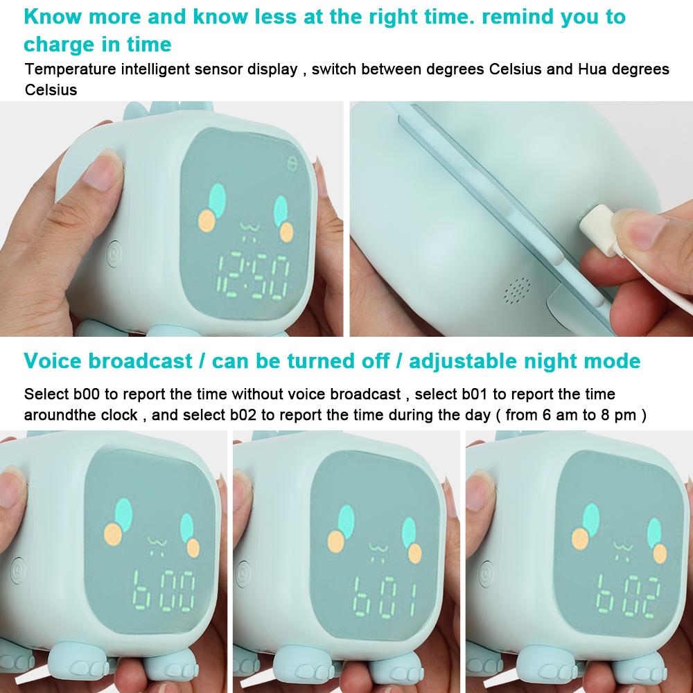 Bedside LED Clock With Voice Control Temperature Display Children s Sleep Trainier Cute Dinosaur Kids Alarm Clock Digital зелёный
Bedside LED Clock With Voice Control Temperature Display Children s Sleep Trainier Cute Dinosaur Kids Alarm Clock Digital зелёный