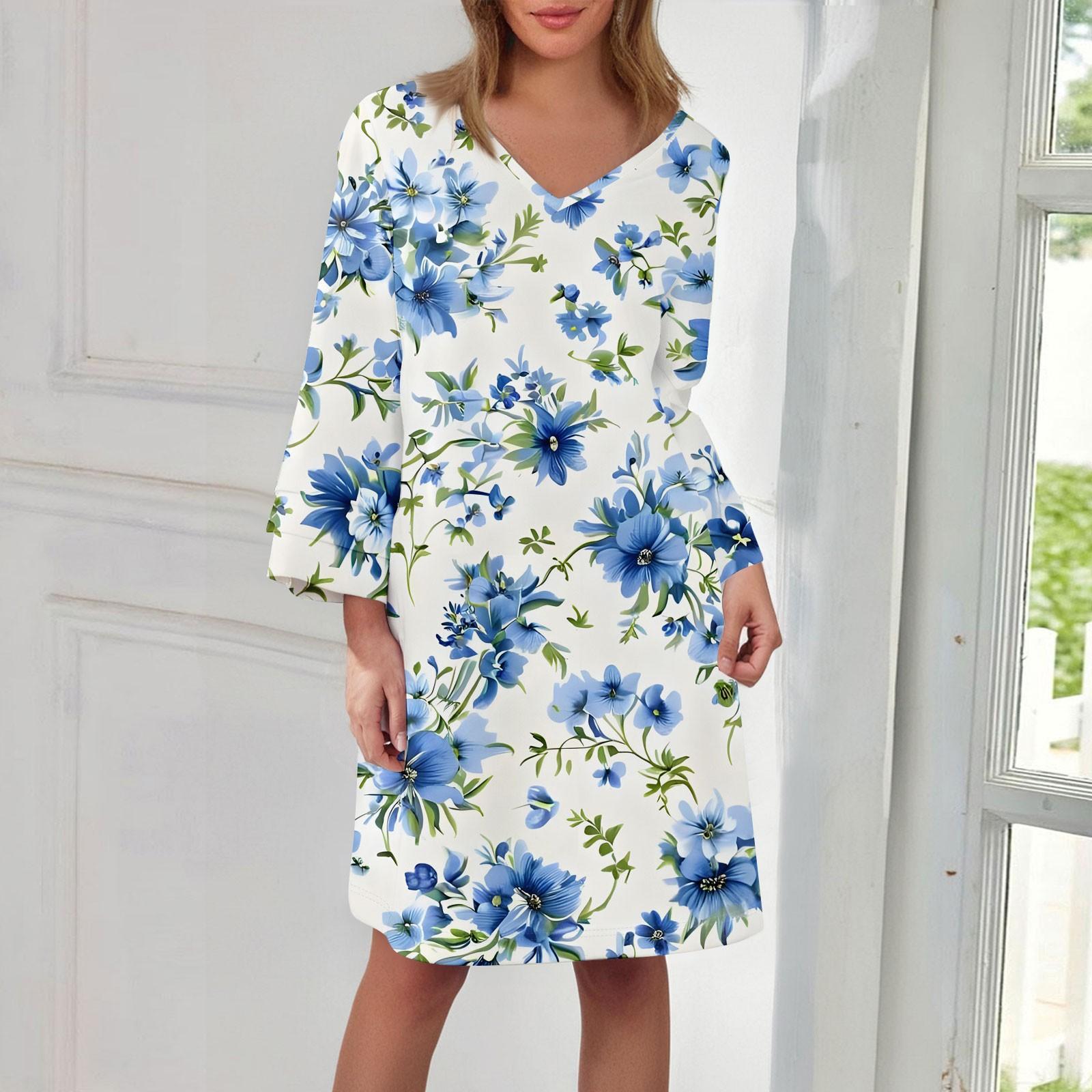 Women s Fashion V-neck Solid Color Large Size Loose Long Large Swing 3/4 Sleeved Dress S
Women s Fashion V-neck Solid Color Large Size Loose Long Large Swing 3/4 Sleeved Dress S