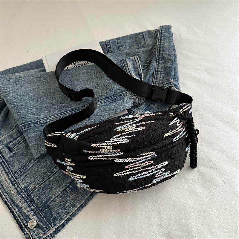 Корейская версия модной нагрудной сумки 2024 года, летняя новая повседневная простая сумка-мессенджер для мобильного телефона, поясная сумка, спортивная сумка для поездок на работу через плечо чёрный