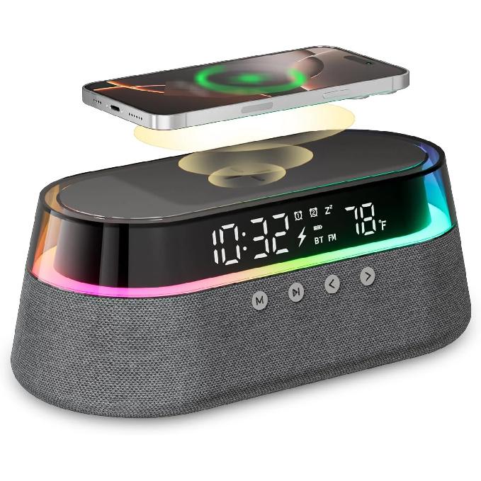 6-in-1 Smart Alarm Clock - 15W Wireless Charger, Bluetooth Speaker, FM Radio, Dual Alarm, USB Charger & RGB Night Light чёрный
6-in-1 Smart Alarm Clock - 15W Wireless Charger, Bluetooth Speaker, FM Radio, Dual Alarm, USB Charger & RGB Night Light чёрный