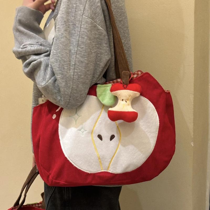 Red Apple Handbag Creative Cute Corduroy Shoulder Bag Stylish Outing Canvas Bag with Apple Pendant Casual Versatile Shoulder Bag
Red Apple Handbag Creative Cute Corduroy Shoulder Bag Stylish Outing Canvas Bag with Apple Pendant Casual Versatile Shoulder Bag