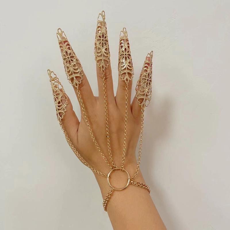 Punk Gothic Metal Cone-Shaped Tassel Nail Hand Chain for Women Personality Chain Connected Finger Bracelet Halloween Zircon
Punk Gothic Metal Cone-Shaped Tassel Nail Hand Chain for Women Personality Chain Connected Finger Bracelet Halloween Zircon