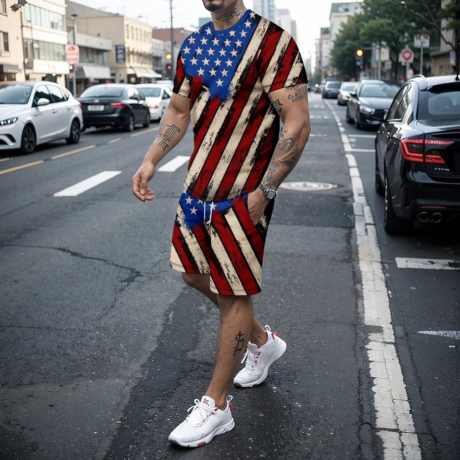 summer 3D national flag print retro creative loose fitting sportswear short sleeved T-shirt+shorts 2-piece men s sports set 6XL
summer 3D national flag print retro creative loose fitting sportswear short sleeved T-shirt+shorts 2-piece men s sports set 6XL