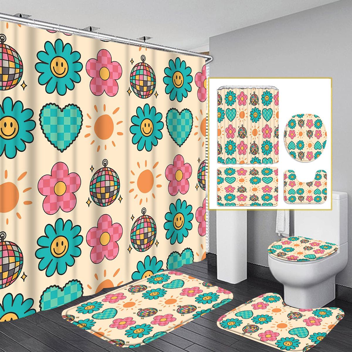 Smiling face 4pcs Cartoon Characters Shower Curtain Collection - 12 Hook Shower Curtain with Non-Slip Rug, Toilet Mat and 90x180cm
Smiling face 4pcs Cartoon Characters Shower Curtain Collection - 12 Hook Shower Curtain with Non-Slip Rug, Toilet Mat and 90x180cm