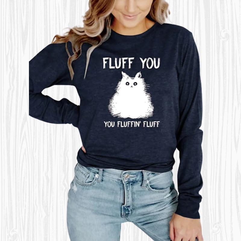 Женские осенние топы, свободная футболка с длинным рукавом и принтом пушистого кота, верхняя блузка
Женские осенние топы, свободная футболка с длинным рукавом и принтом пушистого кота, верхняя блузка
