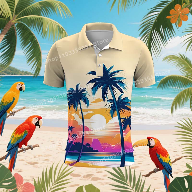 Hawaiian Beach Coconut Trees Polo Shirt For Men Summer 3D Print Leaves Short Sleeve Golf Polo Shirts Casual Street T Shirt Tops XL
Hawaiian Beach Coconut Trees Polo Shirt For Men Summer 3D Print Leaves Short Sleeve Golf Polo Shirts Casual Street T Shirt Tops XL