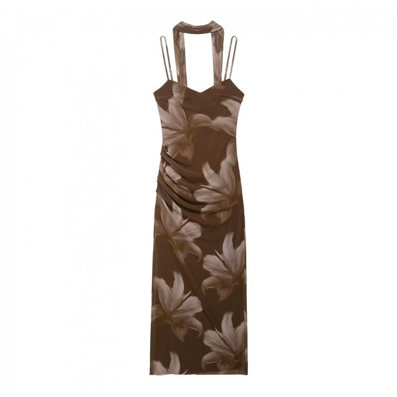 European American Women s Clothing Summer Silk Screen Printed Scarf Suspender Dress L
European American Women s Clothing Summer Silk Screen Printed Scarf Suspender Dress L