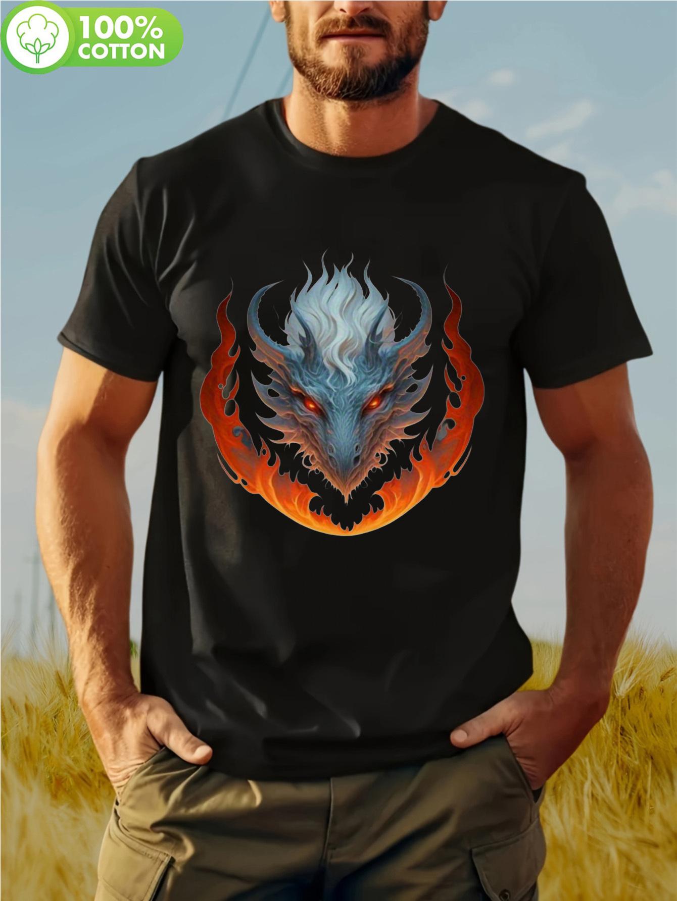 Fire Dragon Graphic T-shirt - 100% Cotton Breathable Crew Neck Tee with Vibrant Blue & Orange Print S
Fire Dragon Graphic T-shirt - 100% Cotton Breathable Crew Neck Tee with Vibrant Blue & Orange Print S