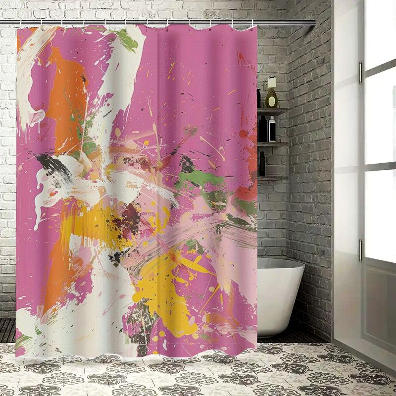 Fashionable Bath Shower Curtain Print Decor For Home Bathroom Decoration Pink Abstract Art With Orange Yellow Green Splashes, Po W60H190(CM)-1 Pcs
Fashionable Bath Shower Curtain Print Decor For Home Bathroom Decoration Pink Abstract Art With Orange Yellow Green Splashes, Po W60H190(CM)-1 Pcs