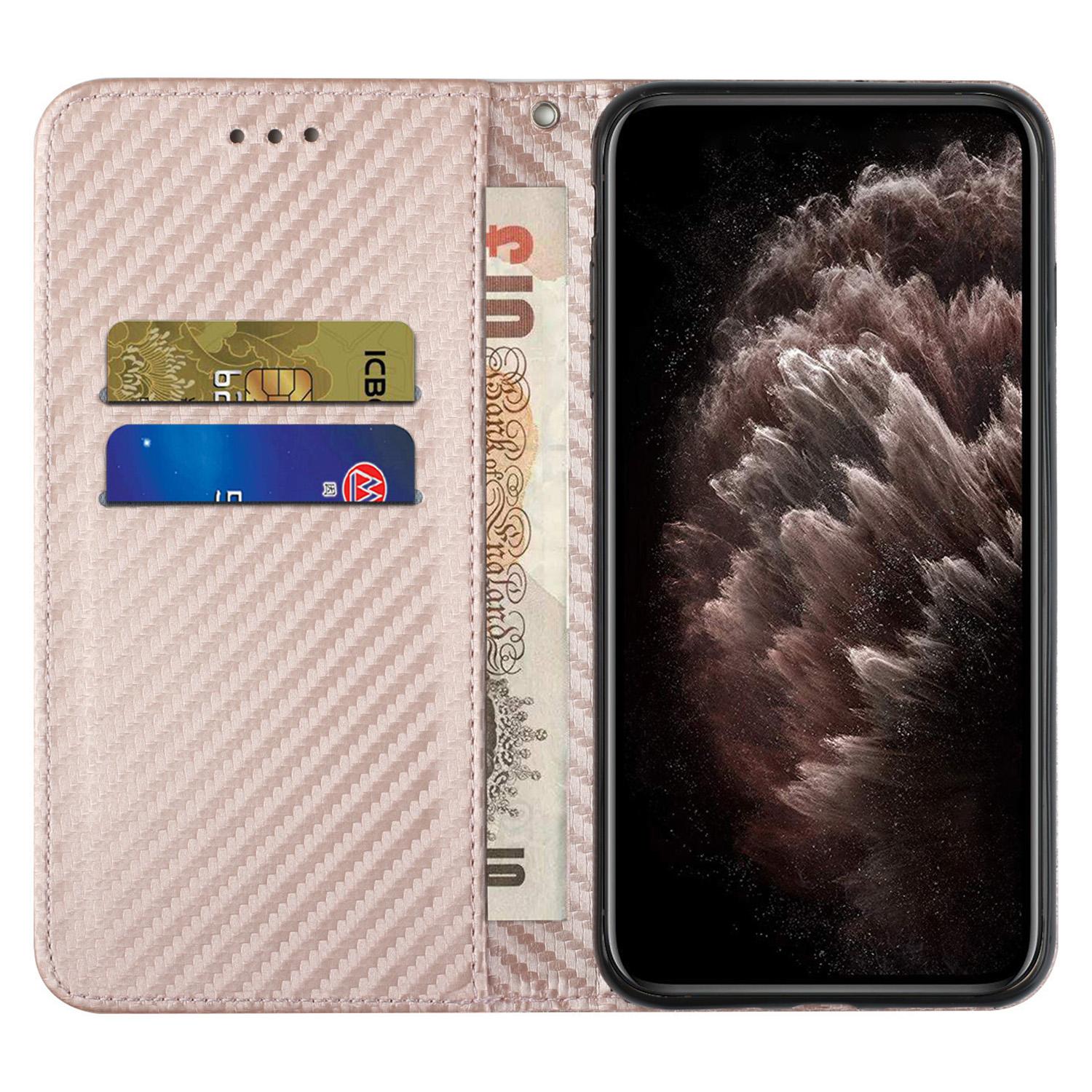 For iPhone 15 Pro Carbon Fiber Texture PU Leather+TPU Wallet Case Stand Phone Cover Rose Gold
For iPhone 15 Pro Carbon Fiber Texture PU Leather+TPU Wallet Case Stand Phone Cover Rose Gold