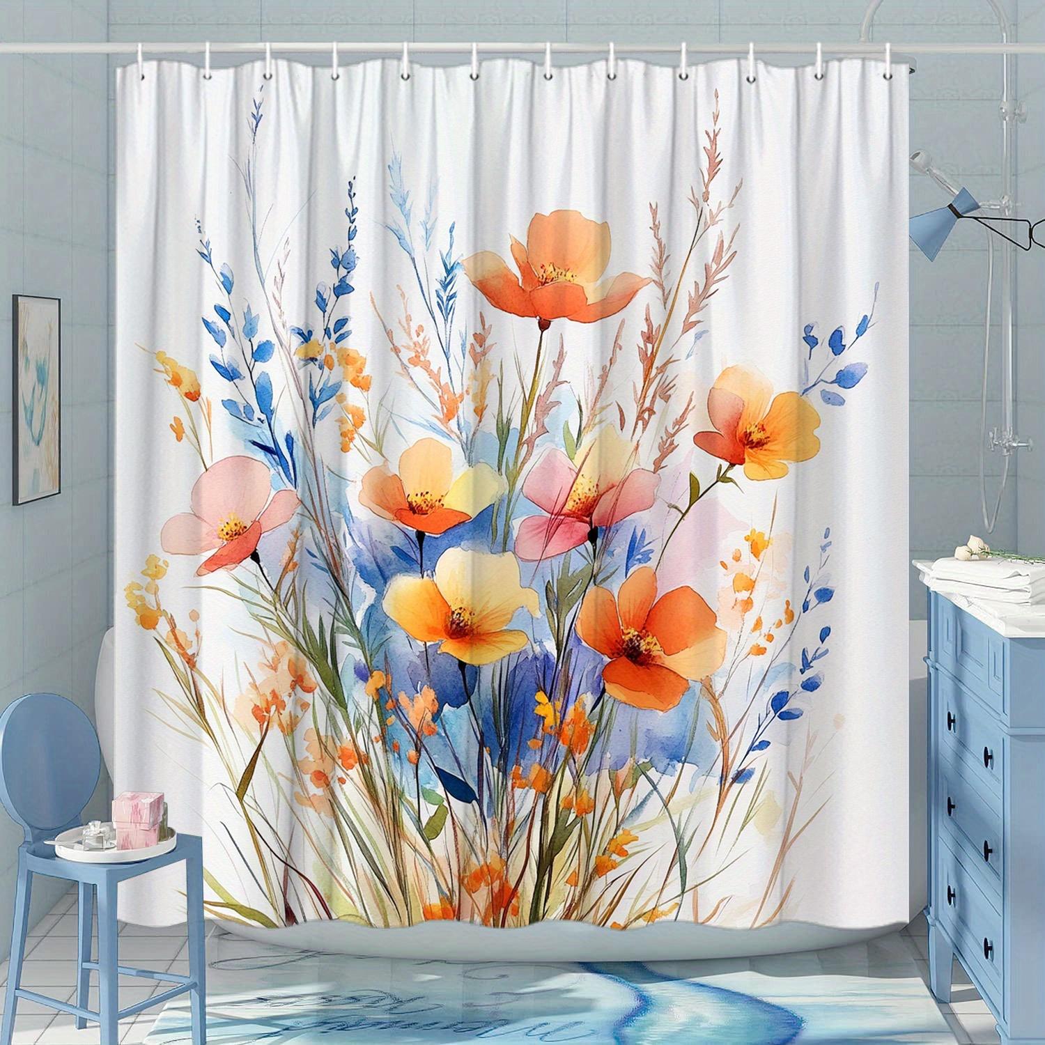 Orange Poppies & Blue Floral Watercolor Shower Curtain - Polyester Woven, 12 Hooks,Washable & Line Dry, Fashionable Home Decor W90XH180cm
Orange Poppies & Blue Floral Watercolor Shower Curtain - Polyester Woven, 12 Hooks,Washable & Line Dry, Fashionable Home Decor W90XH180cm