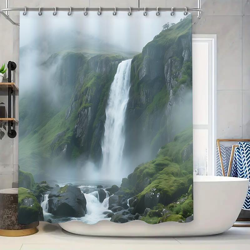 Cascading Waterfall Shower Curtain With Greenery Mist Enhance Bathroom Aesthetic Serenity Refreshment Complimentary Hook W60H190(CM)-1 Pcs
Cascading Waterfall Shower Curtain With Greenery Mist Enhance Bathroom Aesthetic Serenity Refreshment Complimentary Hook W60H190(CM)-1 Pcs