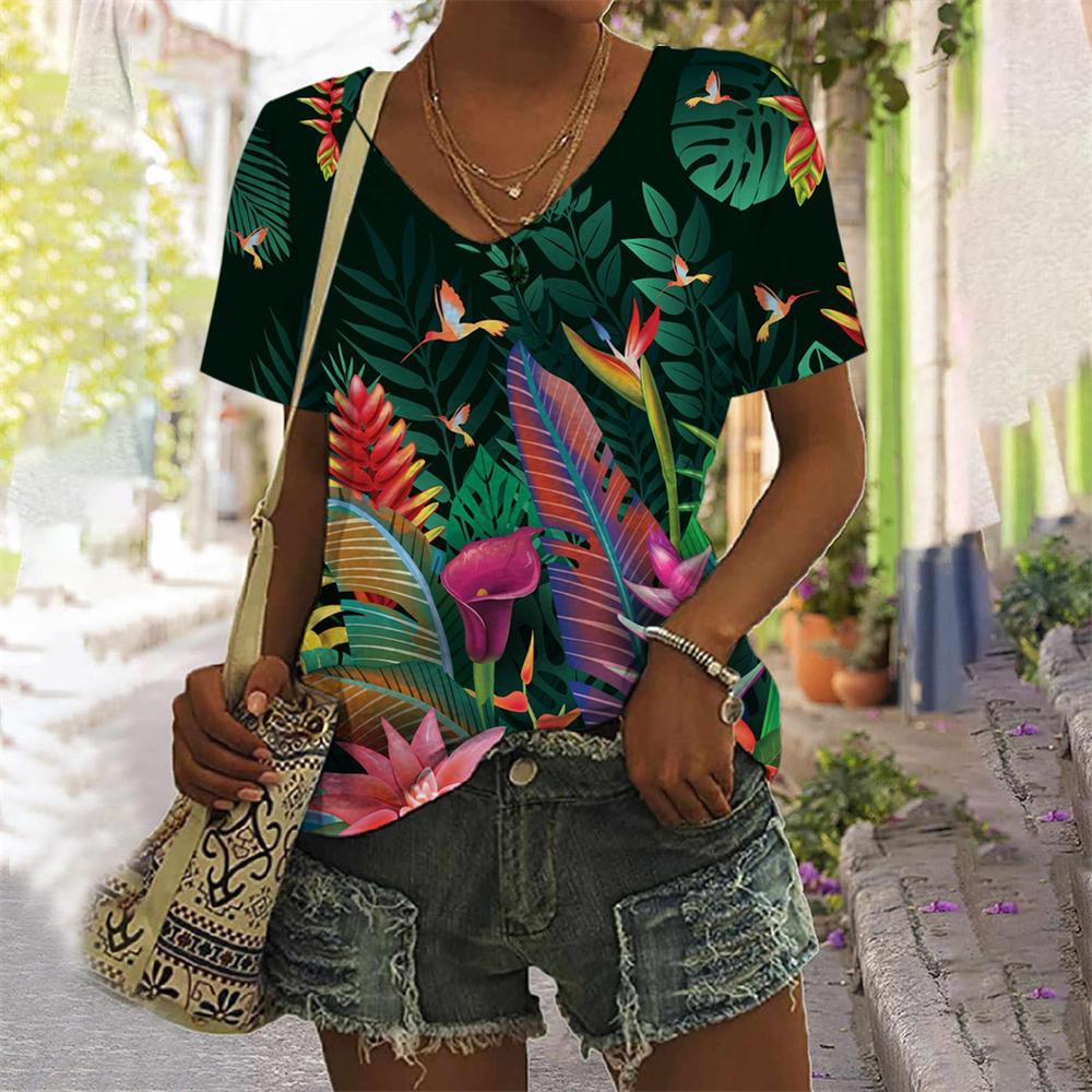 Summer V-neck 3D Tropical Plant Printed Top Fashionable Casual Short Sleeved Women s T-shirts S
Summer V-neck 3D Tropical Plant Printed Top Fashionable Casual Short Sleeved Women s T-shirts S