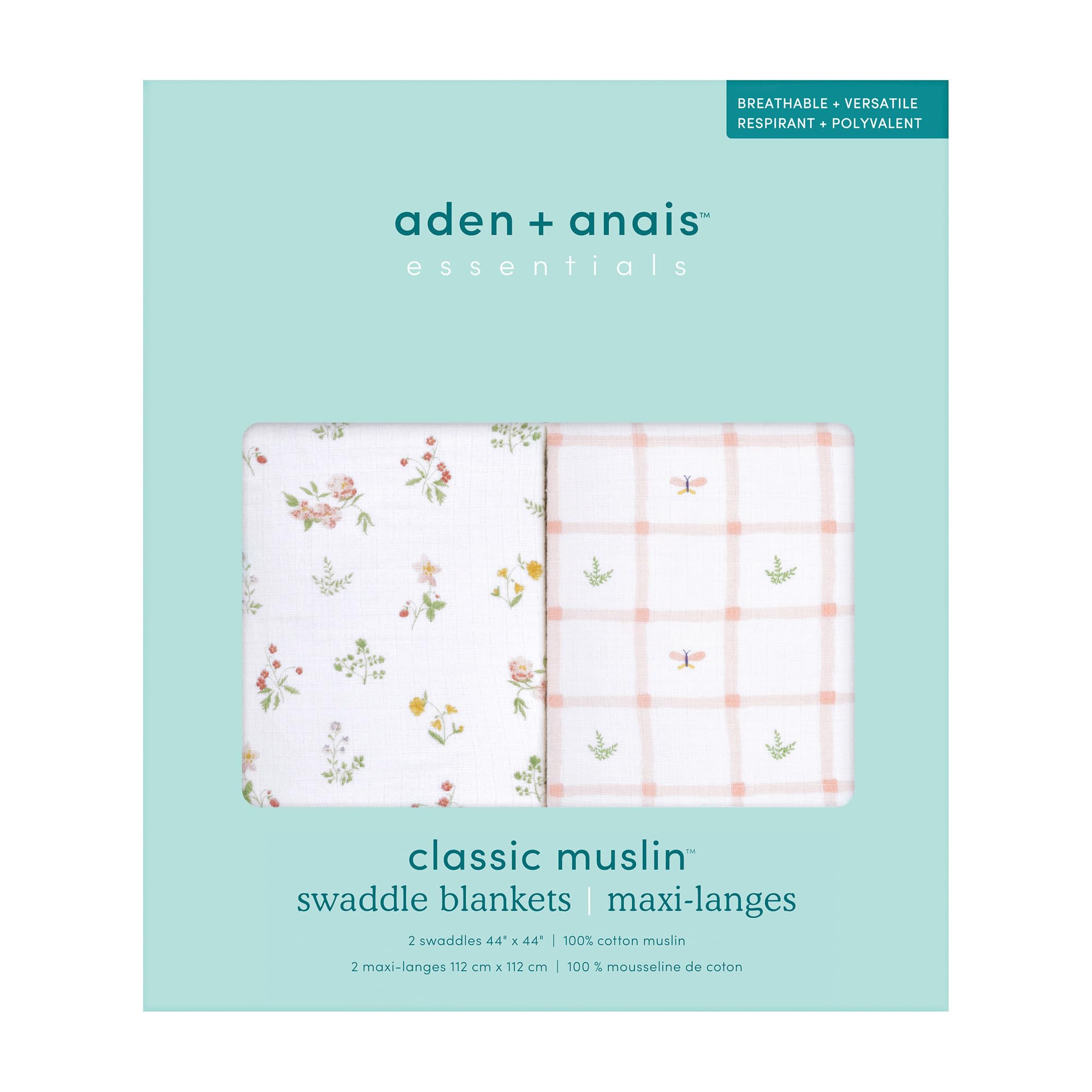 aden + anais Floral Swaddles, Set of 2, 112x112cm, Muslin Cotton Swaddles for Newborns, Perfect for Nighttime Crying, SWADAEESWC20033
aden + anais Floral Swaddles, Set of 2, 112x112cm, Muslin Cotton Swaddles for Newborns, Perfect for Nighttime Crying, SWADAEESWC20033