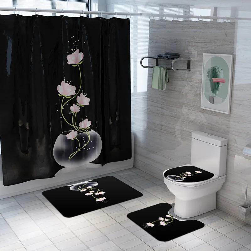 Black Lotus Bathroom Shower Curtain Set Waterproof Polyester Fabric Flower Printing Shower Curtains Non-Slip Bath Mat Home Decor W60H190(CM)-1 Pcs
Black Lotus Bathroom Shower Curtain Set Waterproof Polyester Fabric Flower Printing Shower Curtains Non-Slip Bath Mat Home Decor W60H190(CM)-1 Pcs