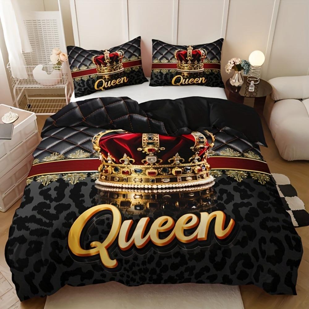 3pcs Black Bedding Set Queen Crown Print King Queen Double Full Twin Single Size Duvet Cover Set 2 Pillowcases for Birthday Gift EU Single 135x200cm
3pcs Black Bedding Set Queen Crown Print King Queen Double Full Twin Single Size Duvet Cover Set 2 Pillowcases for Birthday Gift EU Single 135x200cm