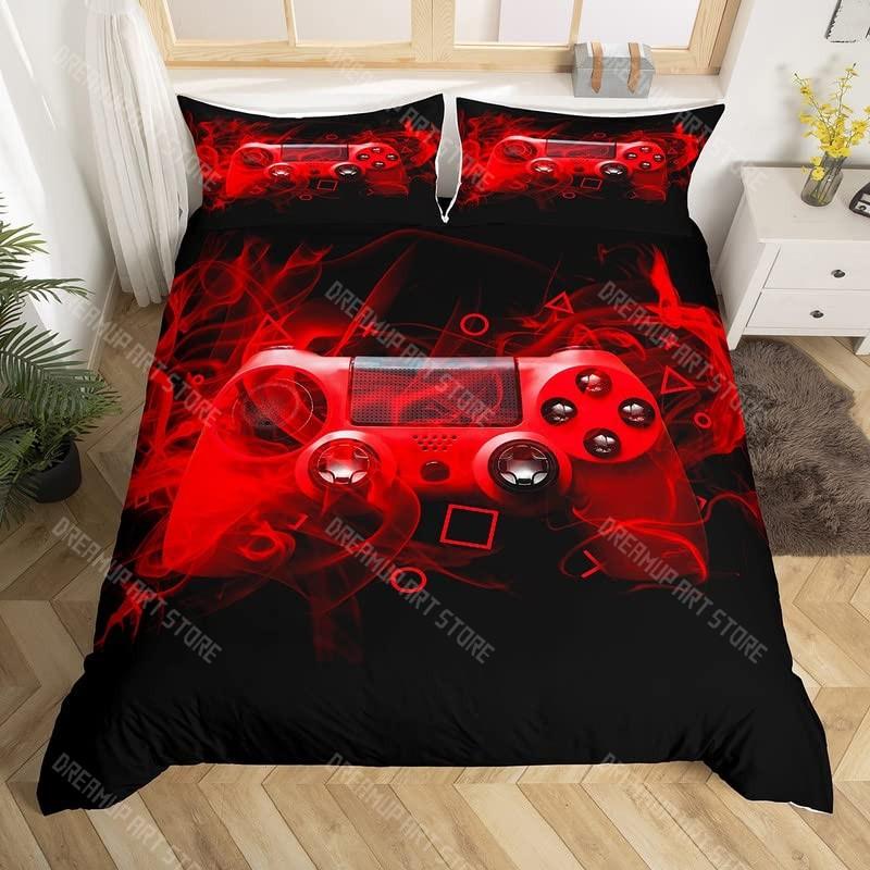 Gamepad Duvet Cover Set Twin Size, Blue Geometric Reversible Bedding Set for Kids Boy Game, Modern Gamer Comforter Cover EU Single 90x200cm
Gamepad Duvet Cover Set Twin Size, Blue Geometric Reversible Bedding Set for Kids Boy Game, Modern Gamer Comforter Cover EU Single 90x200cm