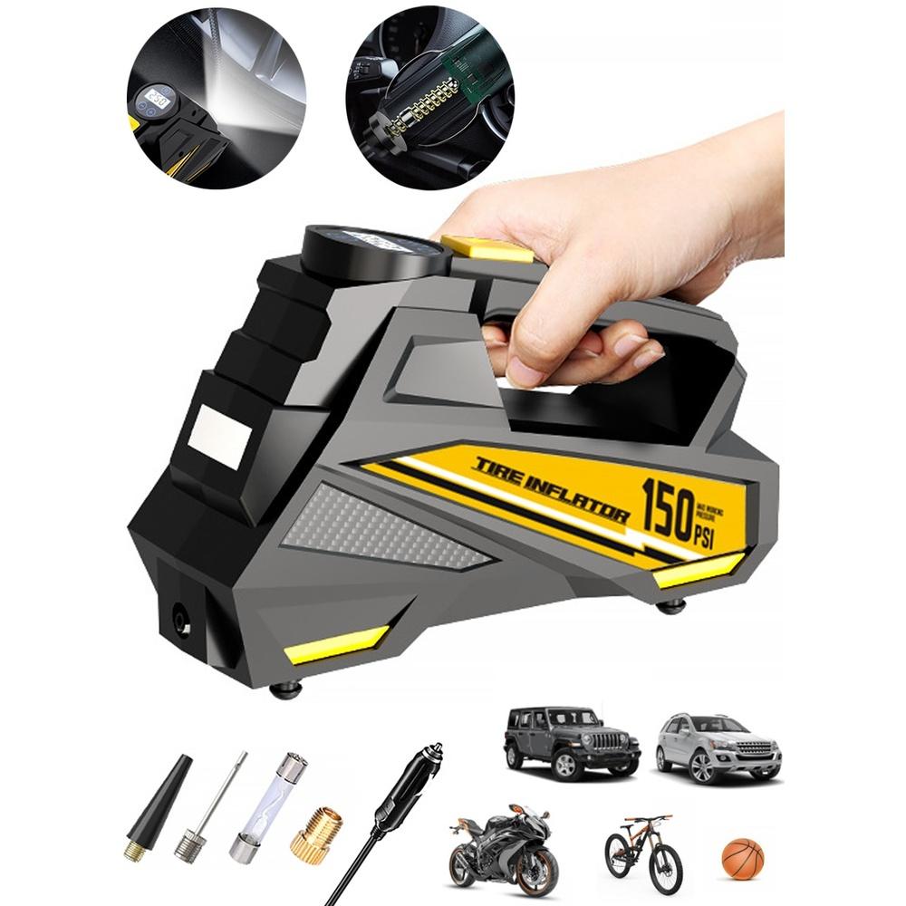 Car Tyre Inflator Air Compressor 12V DC Cord Portable Electric Air Pump with Auto Shutoff and LED Light 150PSI Fast Tire Inflator for Car/Motorcycle/
Car Tyre Inflator Air Compressor 12V DC Cord Portable Electric Air Pump with Auto Shutoff and LED Light 150PSI Fast Tire Inflator for Car/Motorcycle/