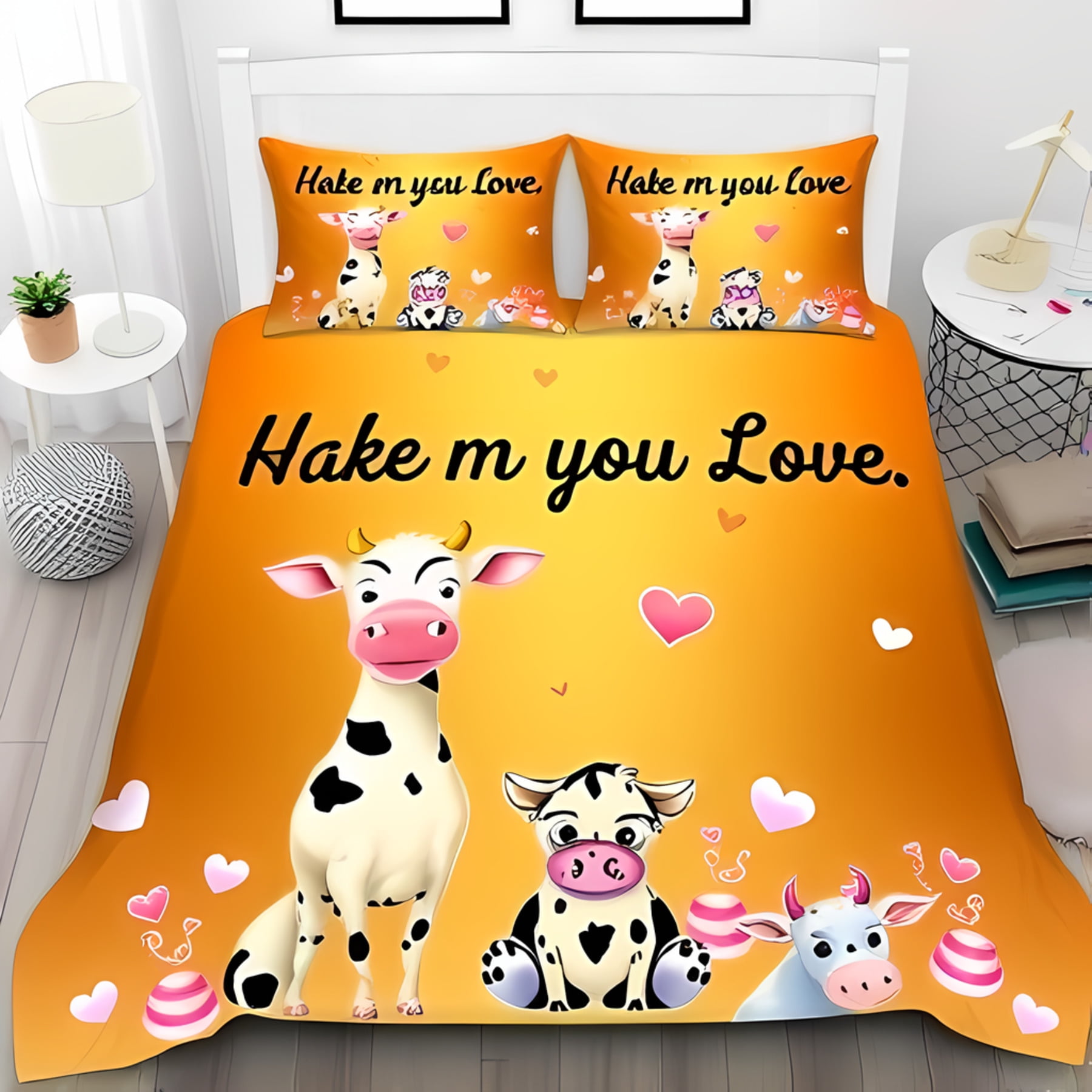 Whimsical Light Blue Soft Duvet Cover Set featuring Friendly Cow Design Playful Hearts Stars Suitable Children Kids plus Adult Peoples Soft Warm 100*200cm Single
Whimsical Light Blue Soft Duvet Cover Set featuring Friendly Cow Design Playful Hearts Stars Suitable Children Kids plus Adult Peoples Soft Warm 100*200cm Single