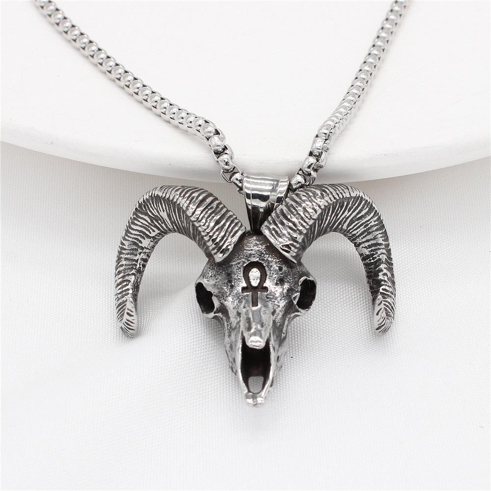 Retro Fashion Gothic Goat Head Pendant Punk Stainless Steel Egyptian Cross Necklace Personality Amulet Jewelry Gift Wholesale
Retro Fashion Gothic Goat Head Pendant Punk Stainless Steel Egyptian Cross Necklace Personality Amulet Jewelry Gift Wholesale