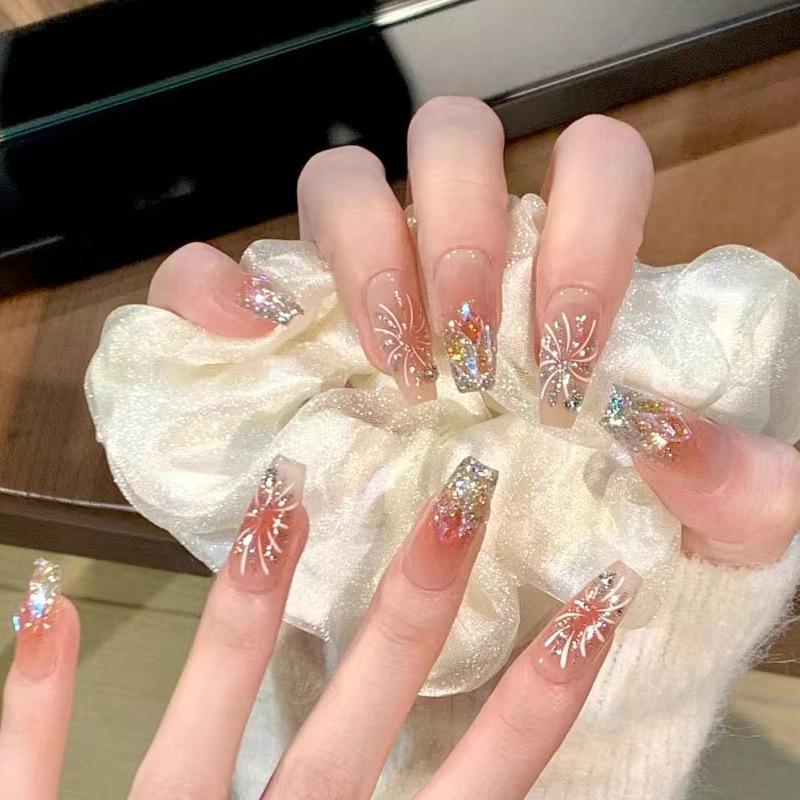 Wen Jingling Glittering Fireworks Elf Press-On Nails - Transparent Ice with Dazzling Diamonds, Reusable & Easy to Apply.
Wen Jingling Glittering Fireworks Elf Press-On Nails - Transparent Ice with Dazzling Diamonds, Reusable & Easy to Apply.