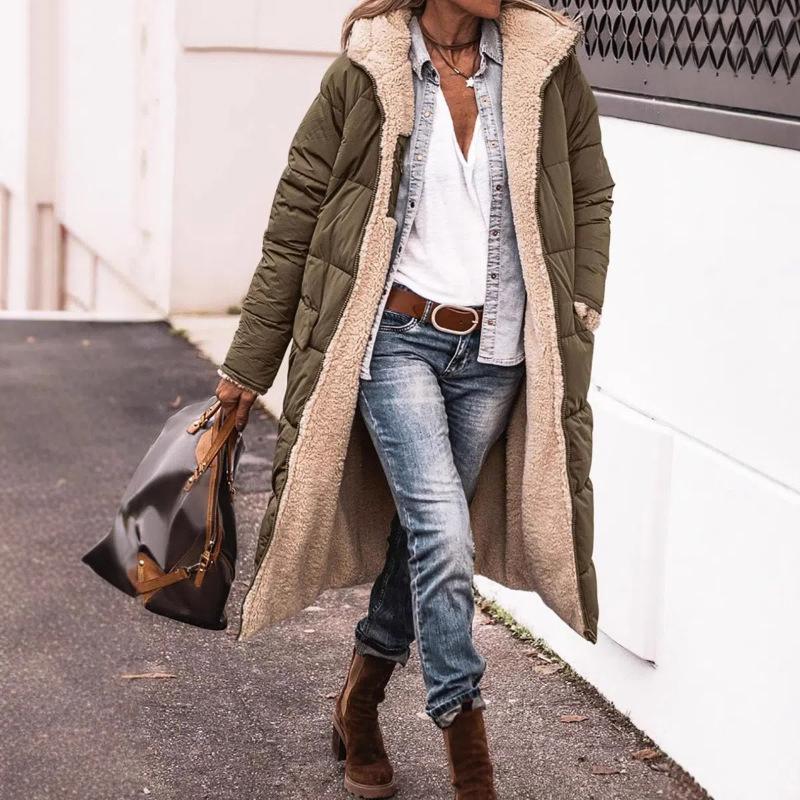 Зимняя пуховая хлопковая куртка женская теплая толстая длинная парка женская корейская мода пальто с капюшоном женские однотонные стеганые куртки XXL армия зеленый