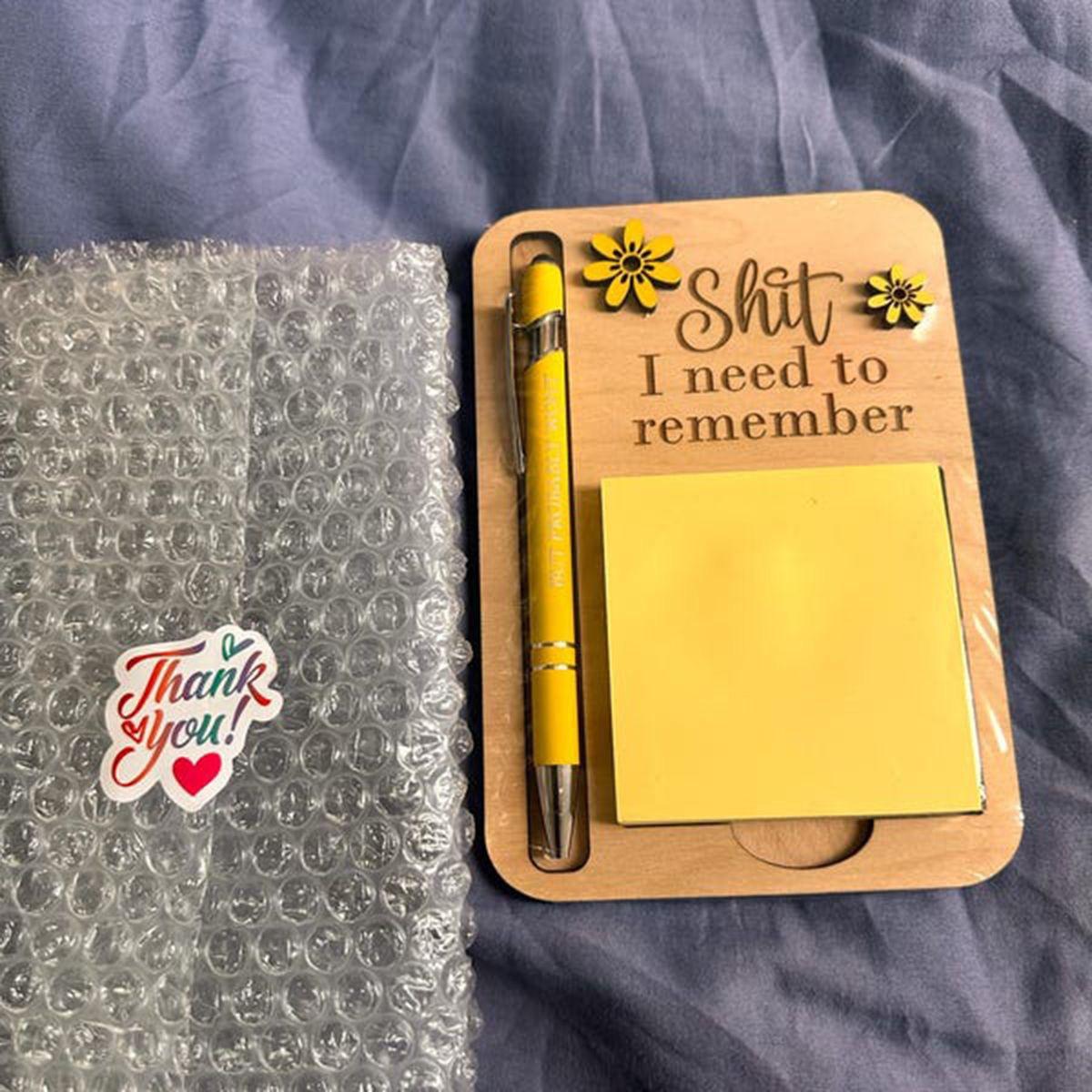 New Funny Wooden Sticky Note Holder with Pen: Shit I Need To Remember Desk Organizer, Humorous Coworker Gift for Office
New Funny Wooden Sticky Note Holder with Pen: Shit I Need To Remember Desk Organizer, Humorous Coworker Gift for Office
