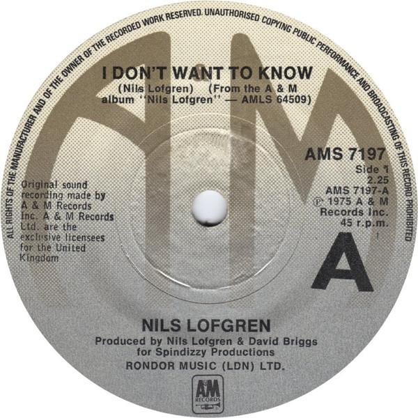 7-дюймовая пластинка NILS LOFGREN I Dont Want To Know AMS7197 AM Records 1975 UK Рок Б/у
7-дюймовая пластинка NILS LOFGREN I Dont Want To Know AMS7197 AM Records 1975 UK Рок Б/у