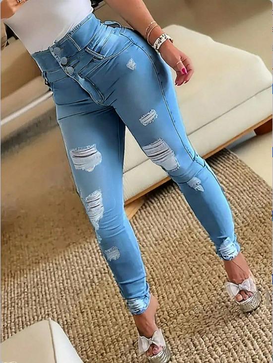 High-Waisted Stretch Denim Jeans for Women - European & American Fashion Large світло-синій колір
High-Waisted Stretch Denim Jeans for Women - European & American Fashion Large світло-синій колір