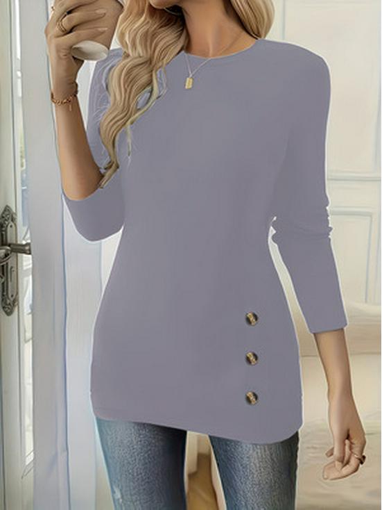 Spring 2026 Solid Round Neck Long Sleeve T-shirt with Elegant Faux Button Decor L сірий колір
Spring 2026 Solid Round Neck Long Sleeve T-shirt with Elegant Faux Button Decor L сірий колір
