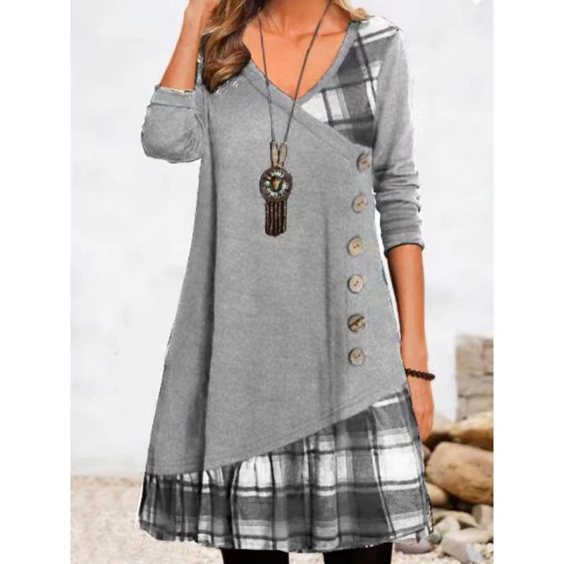 Осінні та Зимові Повсякденні Клітчасті Сукні Печворк на Ґудзиках з Довгим Рукавом Жіночі Сукні M світло-сірого кольору
Осінні та Зимові Повсякденні Клітчасті Сукні Печворк на Ґудзиках з Довгим Рукавом Жіночі Сукні M світло-сірого кольору