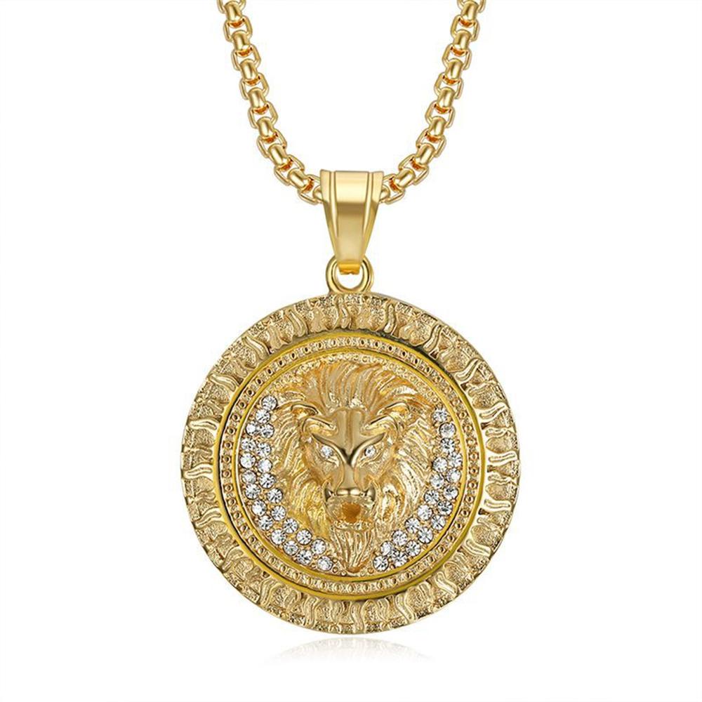 Punk Iced Out Lion Head Round Pendant Male Gold Silver Color Stainless Steel Chain Animal Necklace for Men Party Jewelry Gift 60cm
Punk Iced Out Lion Head Round Pendant Male Gold Silver Color Stainless Steel Chain Animal Necklace for Men Party Jewelry Gift 60cm