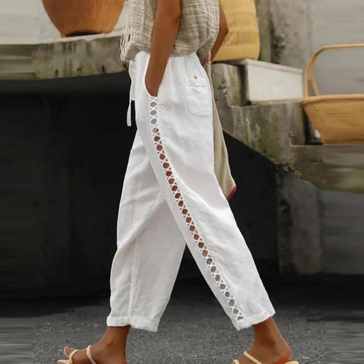 Women s Casual Cotton Hemp Hollow Stitching Pants Fashion Thin Breathable Solid Color String Qunide S белый
Women s Casual Cotton Hemp Hollow Stitching Pants Fashion Thin Breathable Solid Color String Qunide S белый