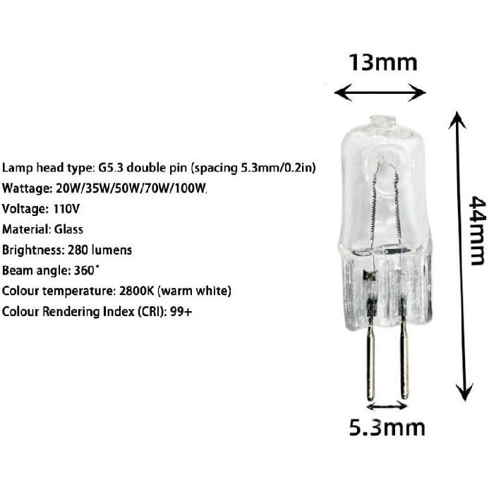 5Pcs G5.3 Light Bulbs Halogen Bulbs G5.3 Halogen Light Bulbs G5.3 Bi-Pin Bulb 35W 110V 50W Warm White Dimmable,35W 20w
5Pcs G5.3 Light Bulbs Halogen Bulbs G5.3 Halogen Light Bulbs G5.3 Bi-Pin Bulb 35W 110V 50W Warm White Dimmable,35W 20w