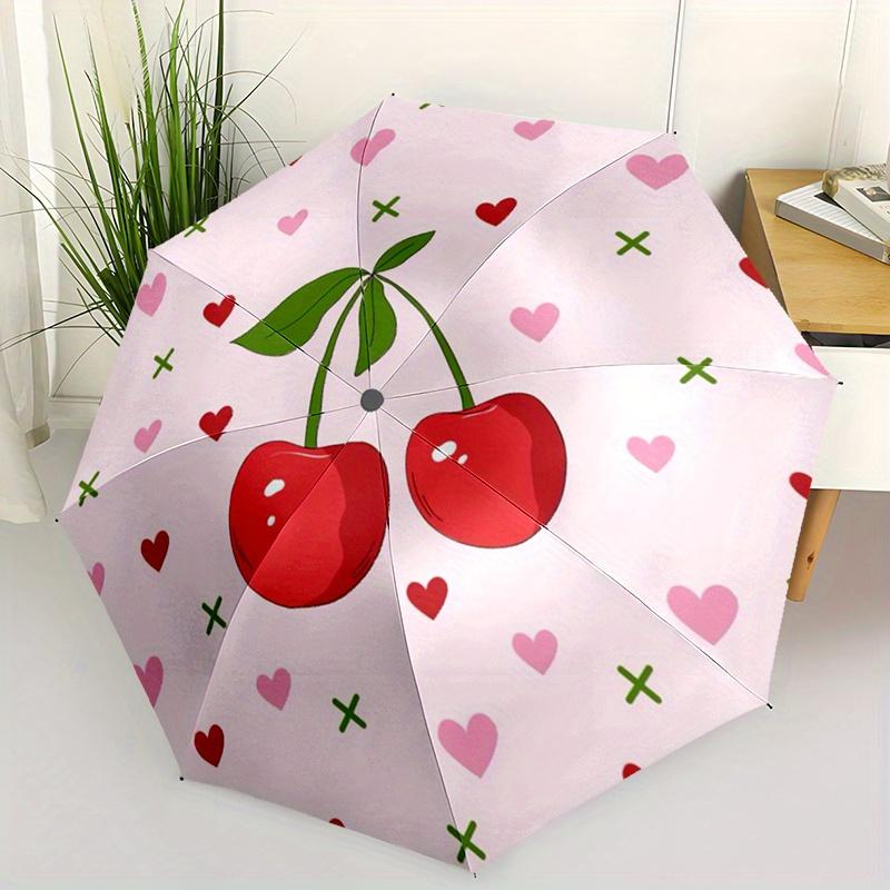 1pc Cherry Heart Pattern Automatic Portable Umbrella - Durable Metal Frame and Plastic Handle, Vivid Design, Cute Fashionable, Iron&8K
1pc Cherry Heart Pattern Automatic Portable Umbrella - Durable Metal Frame and Plastic Handle, Vivid Design, Cute Fashionable, Iron&8K