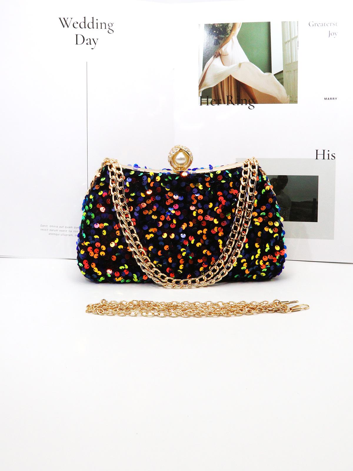 Pearl Sequin Crossbody Bag: Elegant European & American Style, Double Chain, Solid Color, Luxury Shoulder Evening Accessory
Pearl Sequin Crossbody Bag: Elegant European & American Style, Double Chain, Solid Color, Luxury Shoulder Evening Accessory