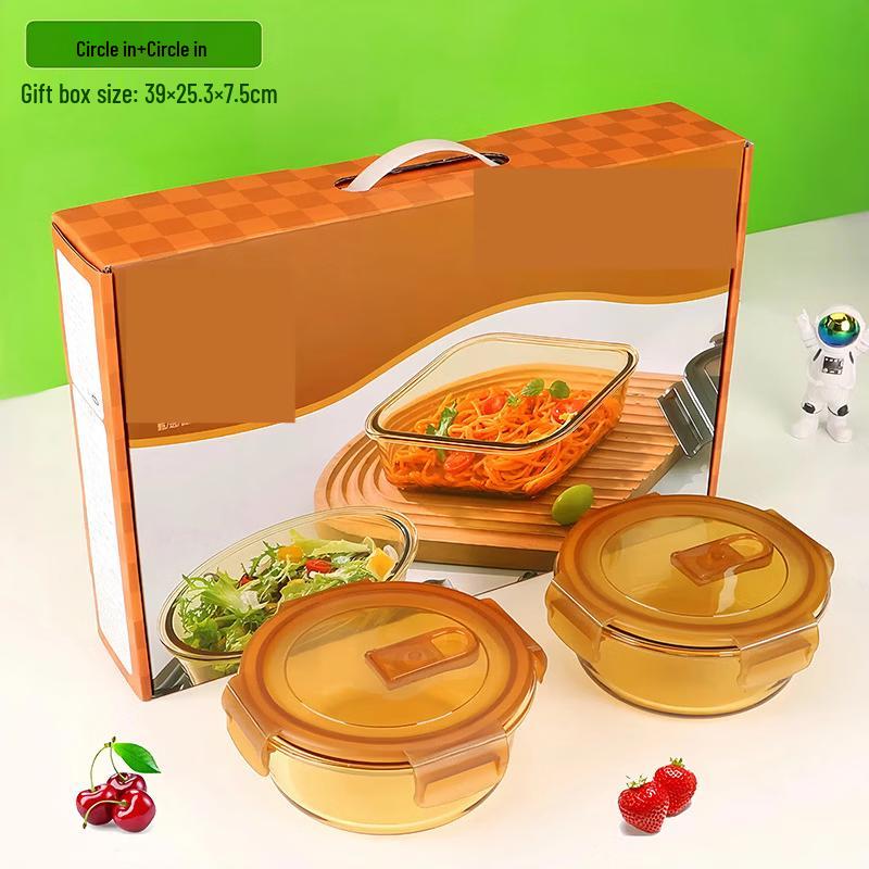 High Borosilicate Glass Food Storage Set, Round Amber Lids
High Borosilicate Glass Food Storage Set, Round Amber Lids
