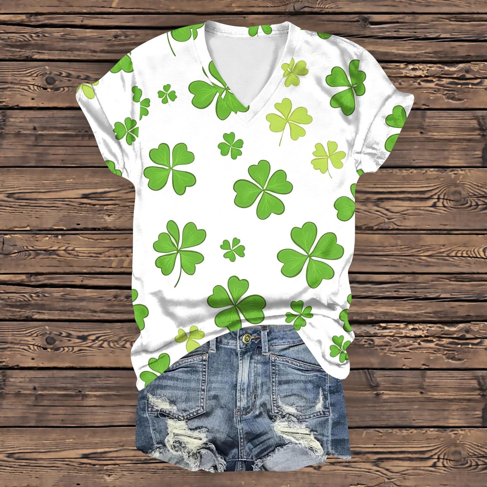 Женская повседневная свободная одежда St. Футболка с короткими рукавами и V-образным вырезом с принтом ко Дню Святого Патрика XL
Женская повседневная свободная одежда St. Футболка с короткими рукавами и V-образным вырезом с принтом ко Дню Святого Патрика XL