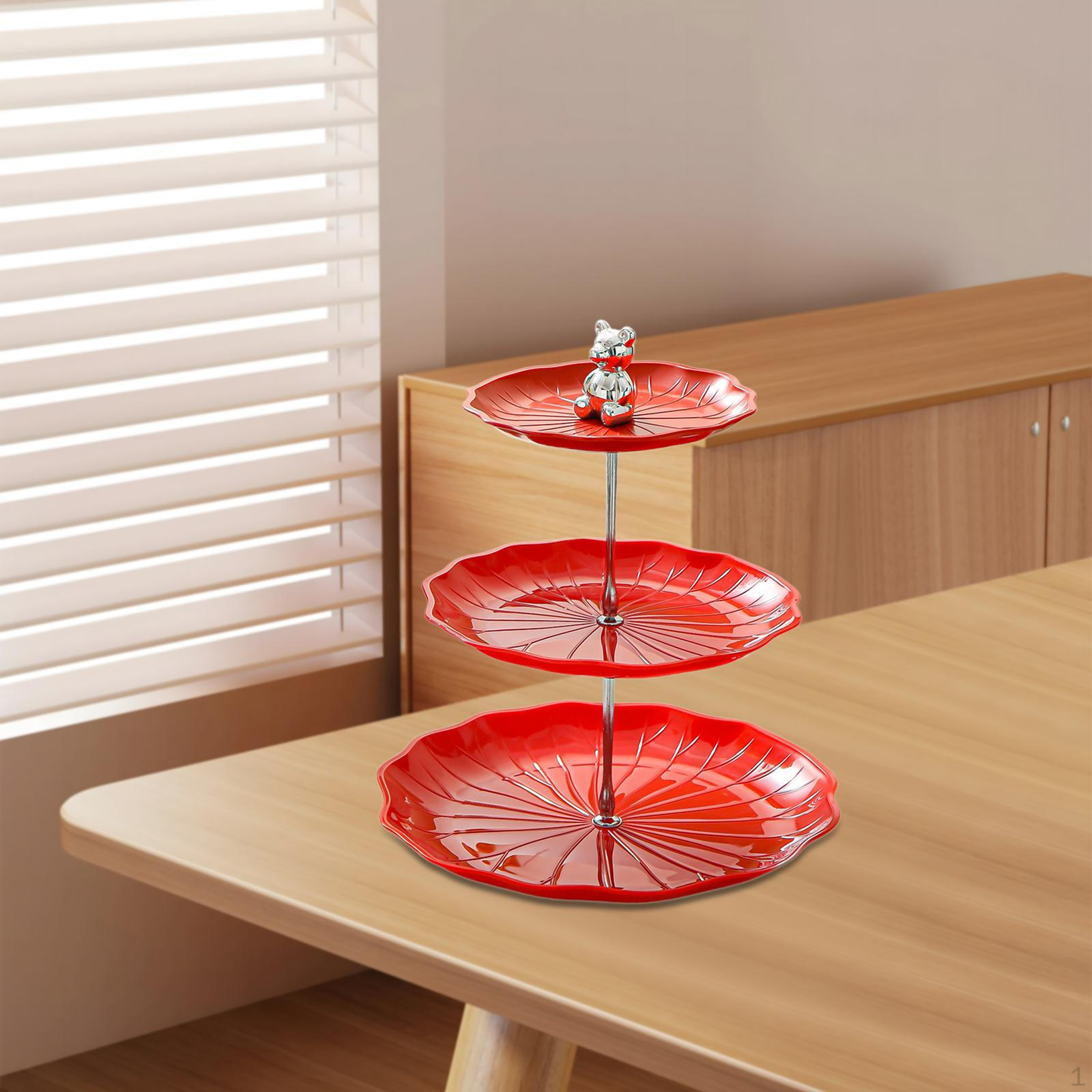 Dessert Cupcake Display Stand 3 Tier Table Centerpiece Pastry Serving Tray with Metal Rod for Tea Red with Silver Bear
Dessert Cupcake Display Stand 3 Tier Table Centerpiece Pastry Serving Tray with Metal Rod for Tea Red with Silver Bear