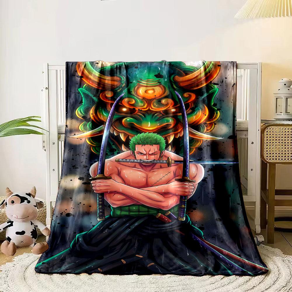 A swordsman with green hair stands, backed by a vibrant demon mask. for all seasons blanket lunch break throw gift 80cm x 120cm
A swordsman with green hair stands, backed by a vibrant demon mask. for all seasons blanket lunch break throw gift 80cm x 120cm
