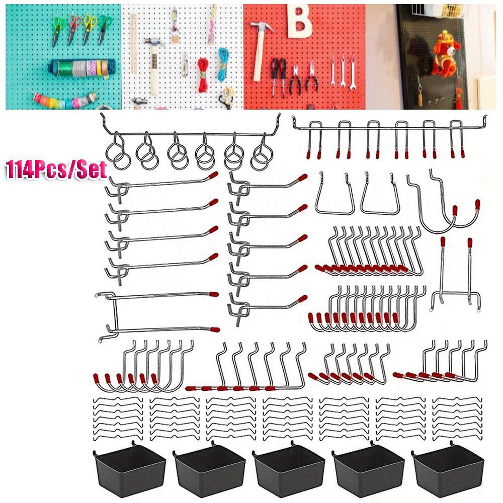 114Pcs Rust-proof Pegboard Hooks Save Space Metal Panel Hang Grid Wall Display Hooks Goods Shelf 114Pcs
114Pcs Rust-proof Pegboard Hooks Save Space Metal Panel Hang Grid Wall Display Hooks Goods Shelf 114Pcs