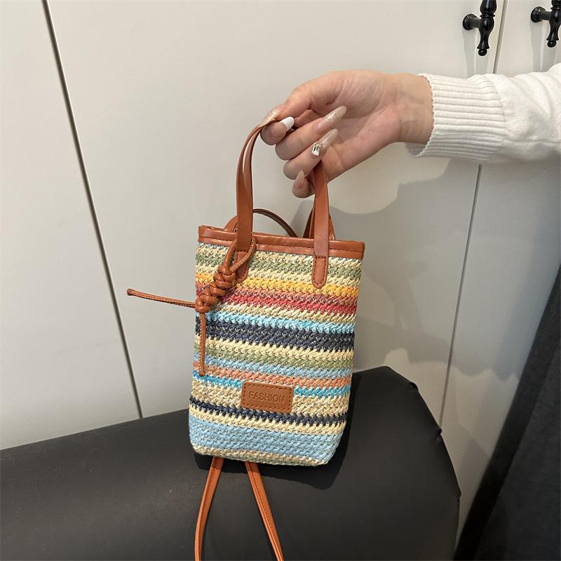 Color Striped Bucket Bag Leather Top Handle Daily Mobile Phone Purse Stripes Woven Crossbody Bag Small Luxury Small Square Bags
Color Striped Bucket Bag Leather Top Handle Daily Mobile Phone Purse Stripes Woven Crossbody Bag Small Luxury Small Square Bags