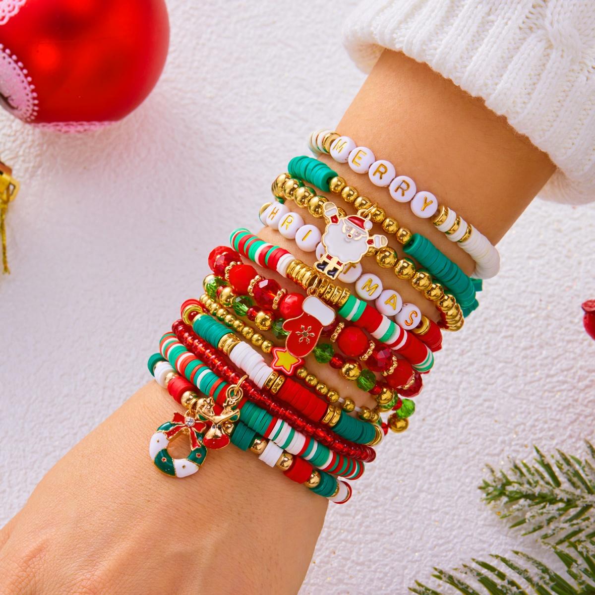 12Pcs/Set Christmas Bracelet Set Santa Claus Wreath Reindeer Xmas Tree Soft Clay Beaded Holiday Party Jewelry Gift For Women Men
12Pcs/Set Christmas Bracelet Set Santa Claus Wreath Reindeer Xmas Tree Soft Clay Beaded Holiday Party Jewelry Gift For Women Men