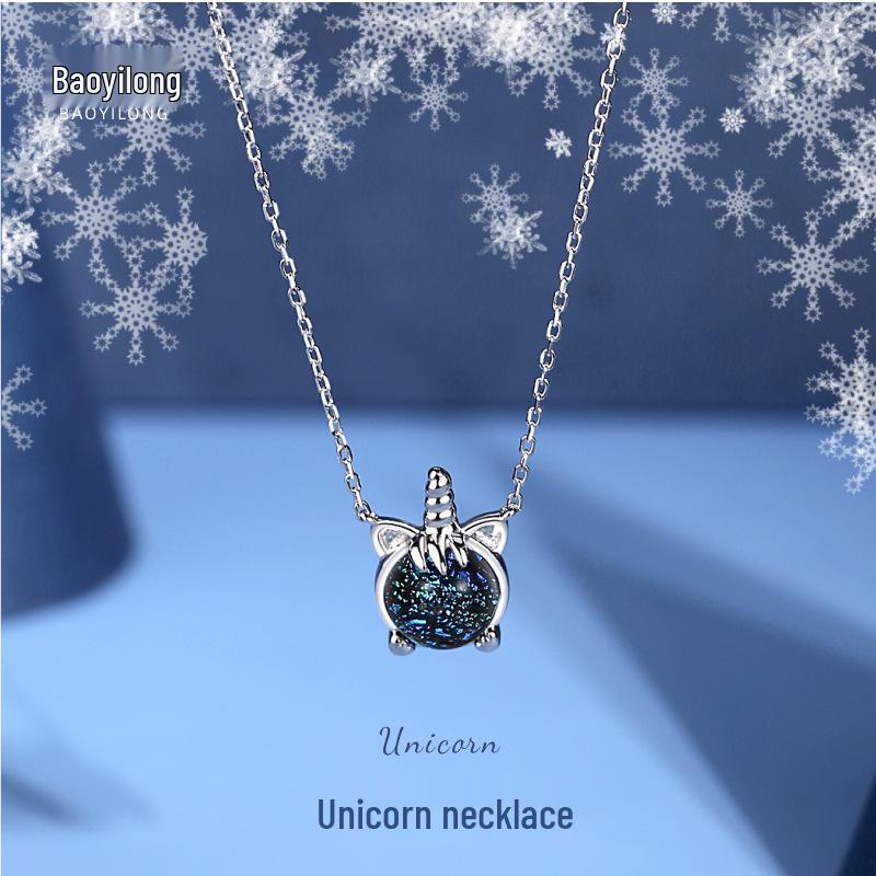 Blue Sandstone Unicorn Necklace - Natural Gemstone Clavicle Chain with S925 Silver Pendant for Women 925 Silver
Blue Sandstone Unicorn Necklace - Natural Gemstone Clavicle Chain with S925 Silver Pendant for Women 925 Silver
