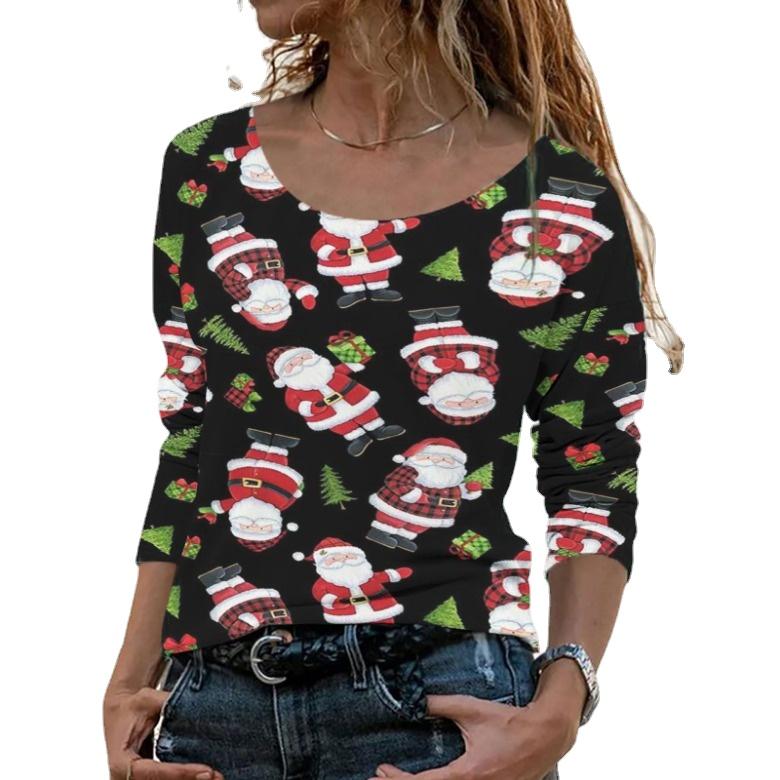 Женская рождественская футболка Осень 3D Печатные футболки Повседневная с круглым вырезом с длинным рукавом Свободный женский топ
Женская рождественская футболка Осень 3D Печатные футболки Повседневная с круглым вырезом с длинным рукавом Свободный женский топ