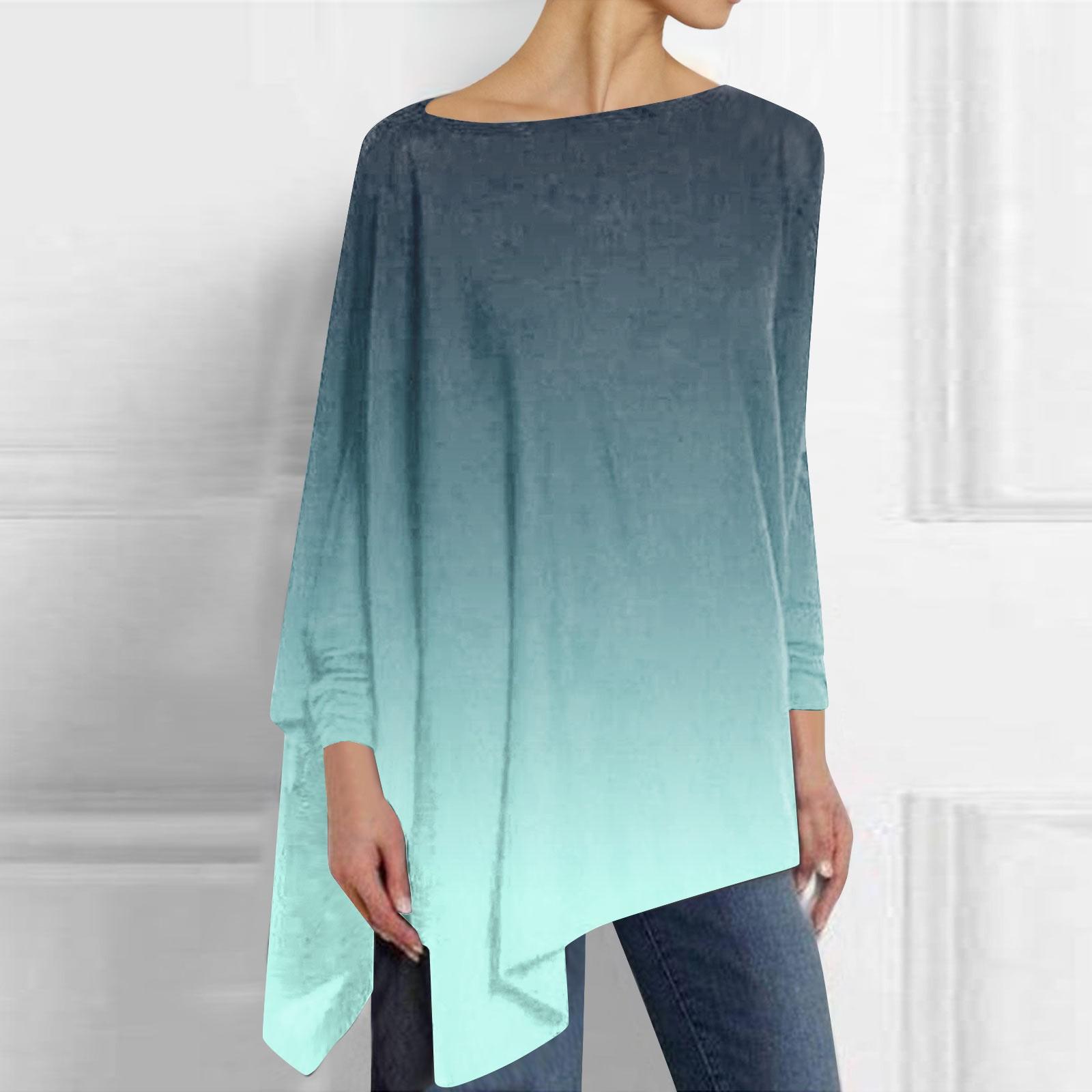 Женская модная повседневная футболка с асимметричным подолом и длинным рукавом с круглым вырезом и принтом XXXL циан
Женская модная повседневная футболка с асимметричным подолом и длинным рукавом с круглым вырезом и принтом XXXL циан