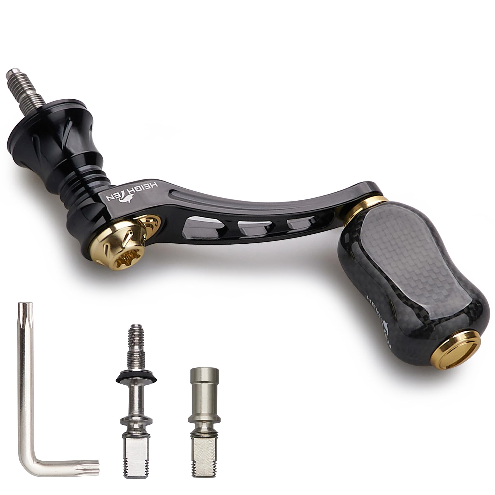 HEIGHTEN 45-50mm Adjustable Reel Handle with 21mm Carbon Knob for Shimano and Daiwa Arch Series Spinning Reels (Black & Gold) (929)
HEIGHTEN 45-50mm Adjustable Reel Handle with 21mm Carbon Knob for Shimano and Daiwa Arch Series Spinning Reels (Black & Gold) (929)