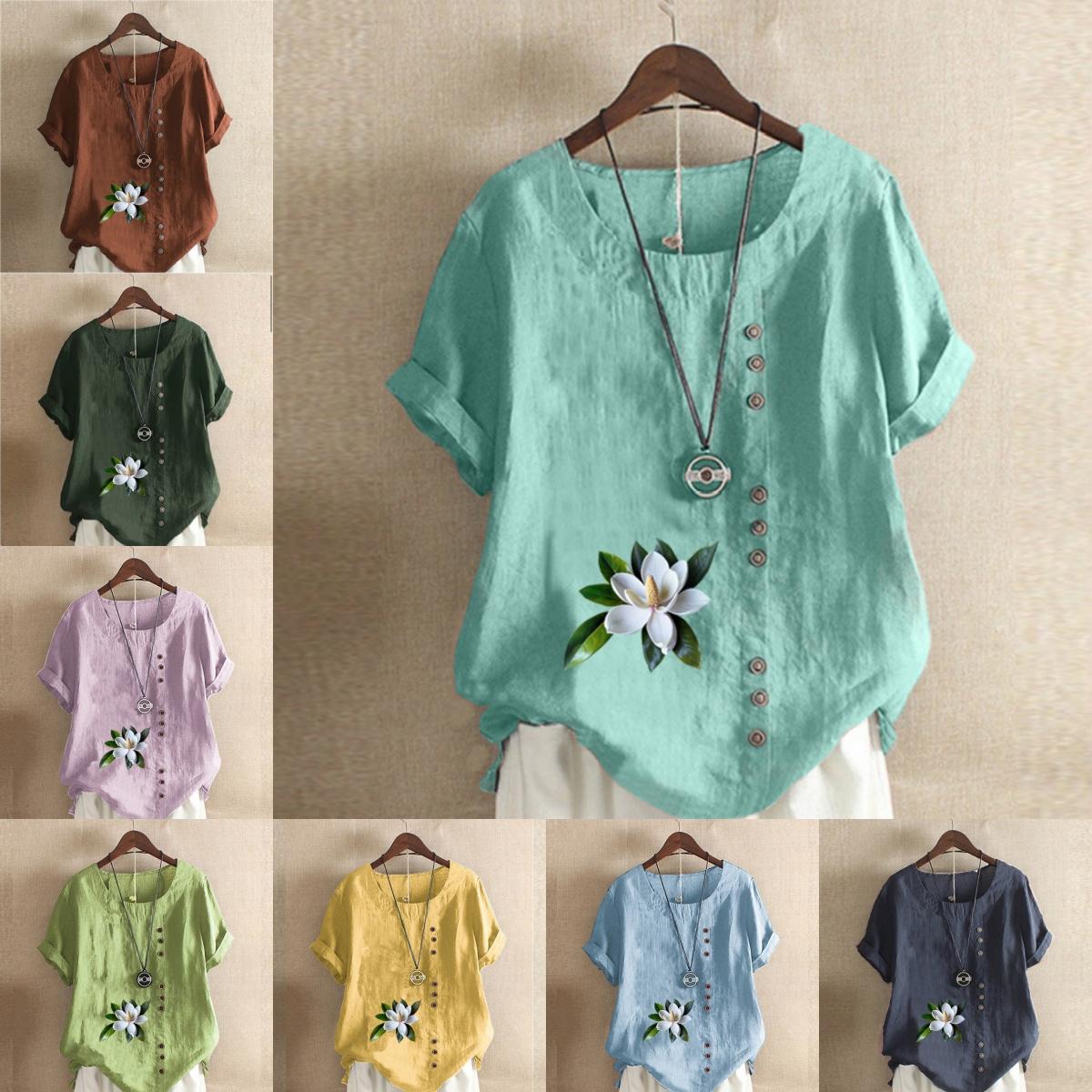 Women s Fashion Leaf Prined Short Sleeve T-shirt Loose Cotton Shirt Casual Loose Summer Blouse Tops 5XL зелений
Women s Fashion Leaf Prined Short Sleeve T-shirt Loose Cotton Shirt Casual Loose Summer Blouse Tops 5XL зелений