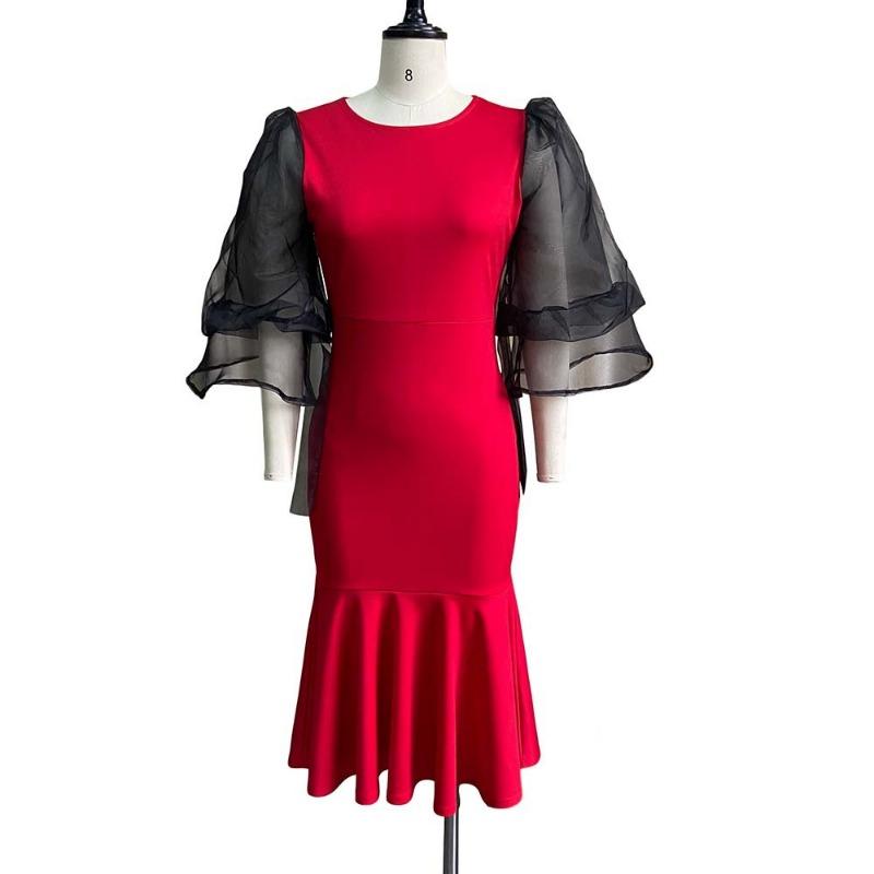 Платье-годе с сетчатыми вставками, модное платье большого размера, облегающее бедра XXXL красный
Платье-годе с сетчатыми вставками, модное платье большого размера, облегающее бедра XXXL красный