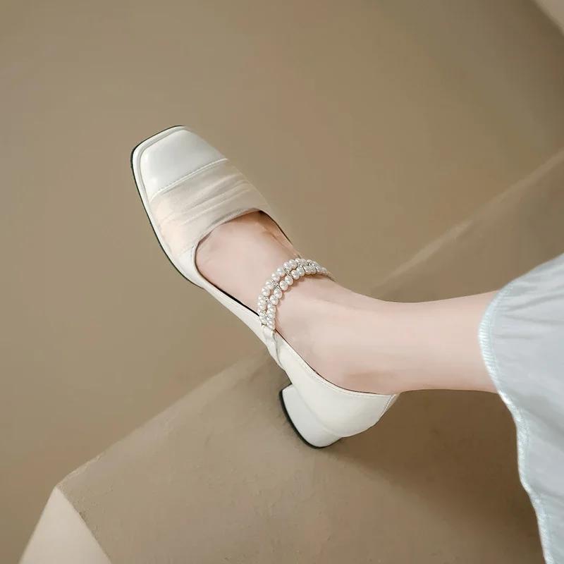 French Beige Mary Janes Shoes Women Pumps Square Head Mesh Pearls Buckle Belt Med Thick Heels Leather Shoe Matching Skirt 34 бежевий
French Beige Mary Janes Shoes Women Pumps Square Head Mesh Pearls Buckle Belt Med Thick Heels Leather Shoe Matching Skirt 34 бежевий